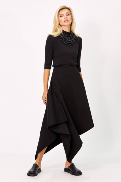 Трапециальная юбка с складками и резинкой из трикотажа Rivoli 4039 чёрный - фото 2