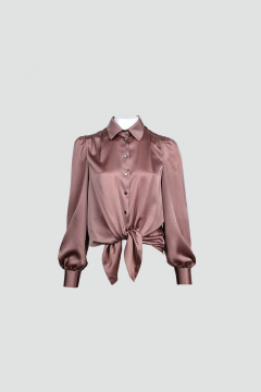 Коричневая блуза из текстиля в нарядном стиле BURVIN 8375-51 1 - фото 1