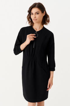 Демисезонное платье с молнией, прорезными карманами и резинками Панда 160780w черный - фото 2