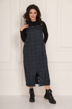 Синяя шифоновая сарафан в сочетании с гольфом Solomeya Lux 674 синий - фото 1