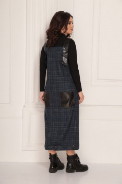 Синяя шифоновая сарафан в сочетании с гольфом Solomeya Lux 674 синий - фото 2