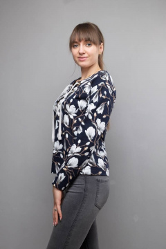 Блуза в звезды с декоративной шнуровкой и длинным рукавом Mita ЖМ1026а магнолия - фото 3