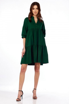Платье свободного кроя из хлопка с застежкой Fita 1431 изумруд - фото 2
