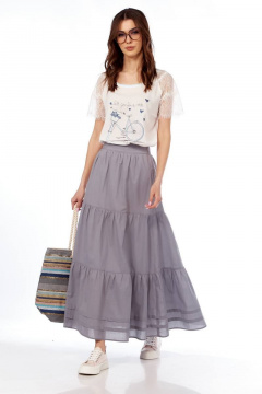 Юбка макси с подрезами и складками Fita 20271 светло-серый - фото 5