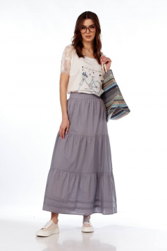 Юбка макси с подрезами и складками Fita 20271 светло-серый - фото 4
