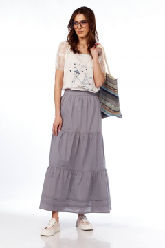Юбка макси с подрезами и складками Fita 20271 светло-серый - фото 2