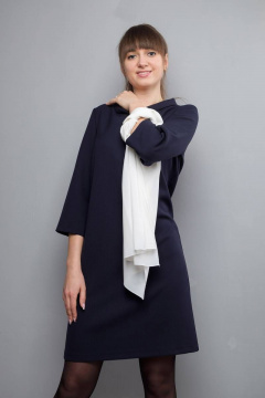 Платье прямого силуэта с хомутом и рукавом 3/4 Mita ЖМ1017 синее - фото 2