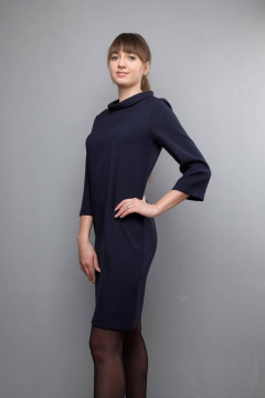 Платье прямого силуэта с хомутом и рукавом 3/4 Mita ЖМ1017 синее - фото 4