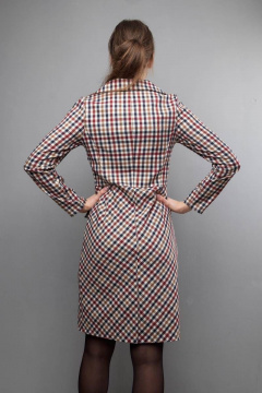 Приталенное платье с отрезным по линии талии кройом и воротником Mita ЖМ1022 клетка - фото 5