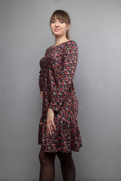 Платье с воланом, мелкий цветочный принт и длинными рукавами Mita ЖМ1029 - фото 3