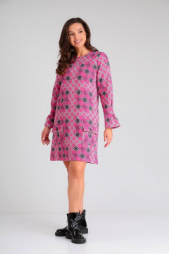 Платье из трикотажа и хлопка с принтом гусиная лапка Mubliz 097 - фото 5