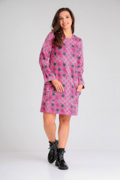 Платье из трикотажа и хлопка с принтом гусиная лапка Mubliz 097 - фото 1