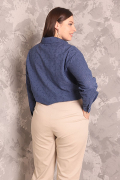 Рубашка из кружева с длинным рукавом оверсайз Friends 1-012FR-va голубой - фото 5