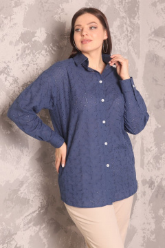 Рубашка из кружева с длинным рукавом оверсайз Friends 1-012FR-va голубой - фото 4