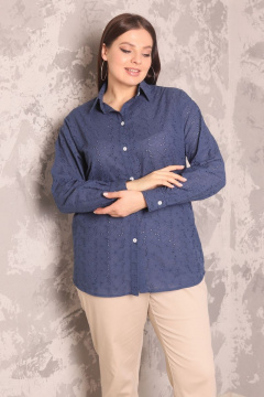 Рубашка из кружева с длинным рукавом оверсайз Friends 1-012FR-va голубой - фото 3