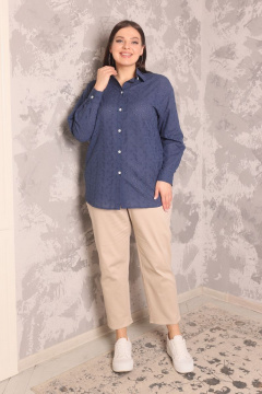 Рубашка из кружева с длинным рукавом оверсайз Friends 1-012FR-va голубой - фото 1