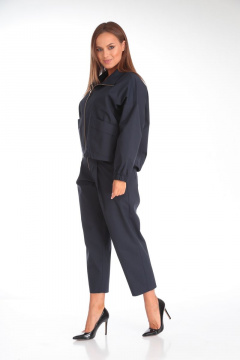 Хлопковый костюм: укороченный бомбер и брюки-бананы Michel chic 1351 синий - фото 5