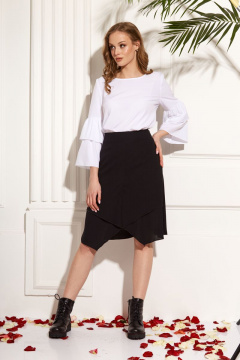 Шифоновая блуза с воланами и бантиком AMORI 6208 молоко - фото 1