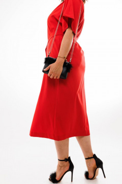 Красное платье с поясом, Volанами и универсальным кроем Anelli 1391 красный - фото 5