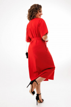 Красное платье с поясом, Volанами и универсальным кроем Anelli 1391 красный - фото 2