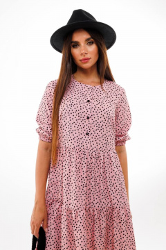 Платье с каскадными воланами и пуговицами с кисточками Anelli 833 розовый_принт - фото 4