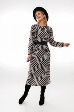 Демисезонное платье А-силуэт с ремнем Amberа Style 1005-1 геометрия - фото 4
