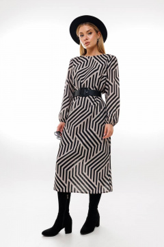 Демисезонное платье А-силуэт с ремнем Amberа Style 1005-1 геометрия - фото 2