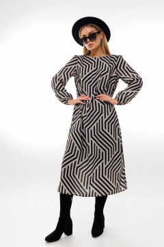 Демисезонное платье А-силуэт с ремнем Amberа Style 1005-1 геометрия - фото 1