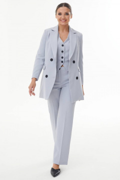 Деловой костюм двойка из хлопка с приталенным жакетом AURA otd 9175 светло-серый - фото 3