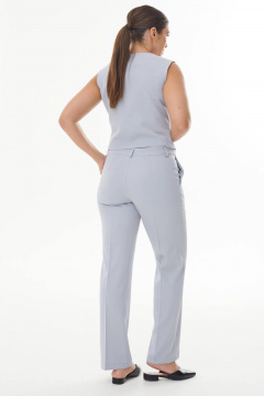Деловая тройка из хлопка с прямыми брюками и двубортным жакетом AURA otd 9176 светло-серый - фото 2