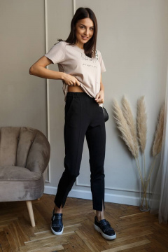 Классические укороченные брюки из трикотажа с разрезами Madech 21183 черный - фото 1