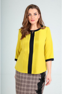 Демисезонная женская блуза в стиле на каждый день Таир-Гранд 62208-1 яблоко+т.синий - фото 5