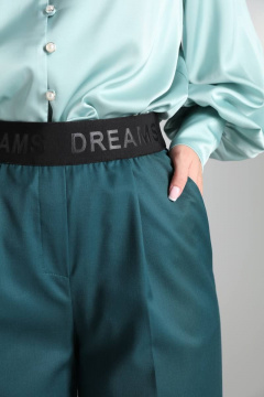 Широкие прямые брюки с карманами из текстиля LM ИК5392 изумруд - фото 4