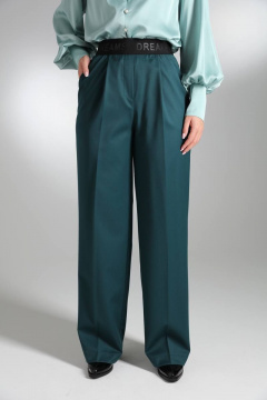 Широкие прямые брюки с карманами из текстиля LM ИК5392 изумруд - фото 1