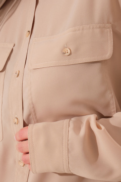 Деловая бежевлая блузка из текстиля с длинным рукавом Панда 163440w бежевый - фото 4