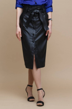 Юбка миди из экокожи с высокой посадкой и поясом Domna 71106 - фото 1