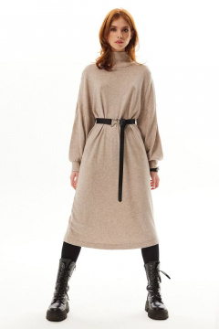 платье свободного кроя на отрезном воротнике-стойке Golden Valley 4939 бежевый - фото 2