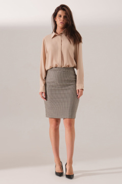 Юбка прилегающего силуэта до колена с поясом-обтачкой Панда 166750w бежево-черный - фото 4