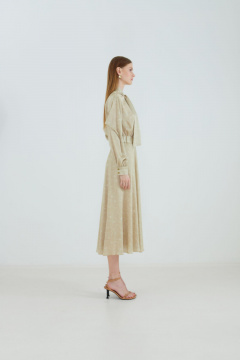 Бежевая юбка на каждый день из ткани, демисезонная Elema 4К-10985-1-164 принт_песочный - фото 2