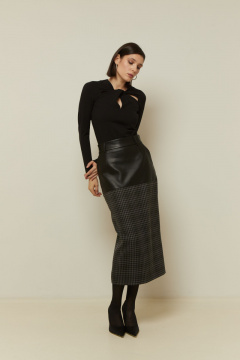 Демисезонная юбка классического кроя из ткани Elema 4К-12976-1-170 клетка - фото 1