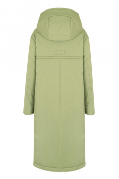 Зеленое пальто из плащёвой ткани с капюшоном и классическим силуэтом Elema 5-13036-1-170 полынь - фото 3