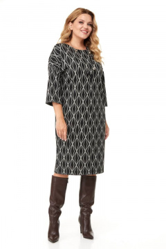 Классическое женское платье из трикотажа за колено Anastasia 1015 черный - фото 5