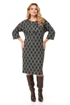 Классическое женское платье из трикотажа за колено Anastasia 1015 черный - фото 3