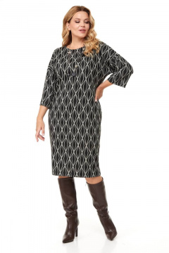 Классическое женское платье из трикотажа за колено Anastasia 1015 черный - фото 2