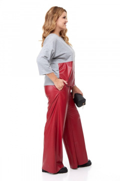 Комбинированный комплект из трикотажа и эко-кожи Anastasia 968 красный - фото 5