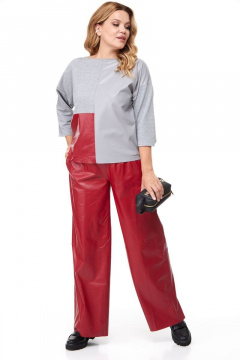 Комбинированный комплект из трикотажа и эко-кожи Anastasia 968 красный - фото 2