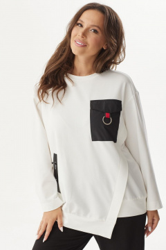 Белый и черный трикотажный костюм из свитшота и брюк Магия моды 2324 белый_черный - фото 5