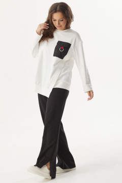 Белый и черный трикотажный костюм из свитшота и брюк Магия моды 2324 белый_черный - фото 3