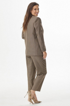 Элегантный комплект из удлиненного жакета, жилета и брюк Магия моды 2331 коричневый - фото 2