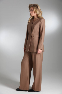 Бежевый и коричневый жакет из текстиля с шерстью LM КТ5307 - фото 3